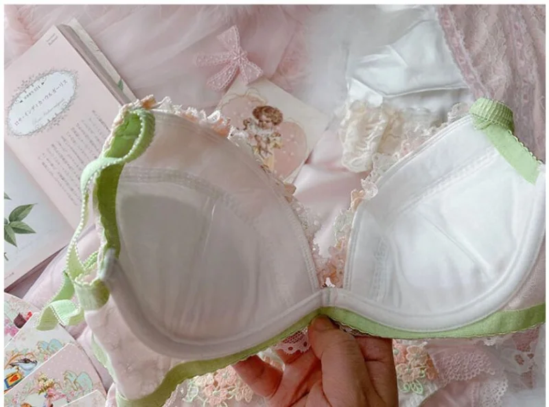 Каваи белье синее розовое японское сексуальное нижнее пуш-ап бюстгальтер и