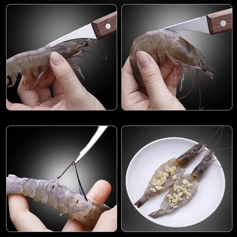 Shrimp Peeler Kitchen Appliances Portable Steel Shrimp Deveiner Lobster Practical Kitchen Supplies Fishing Knife Tools