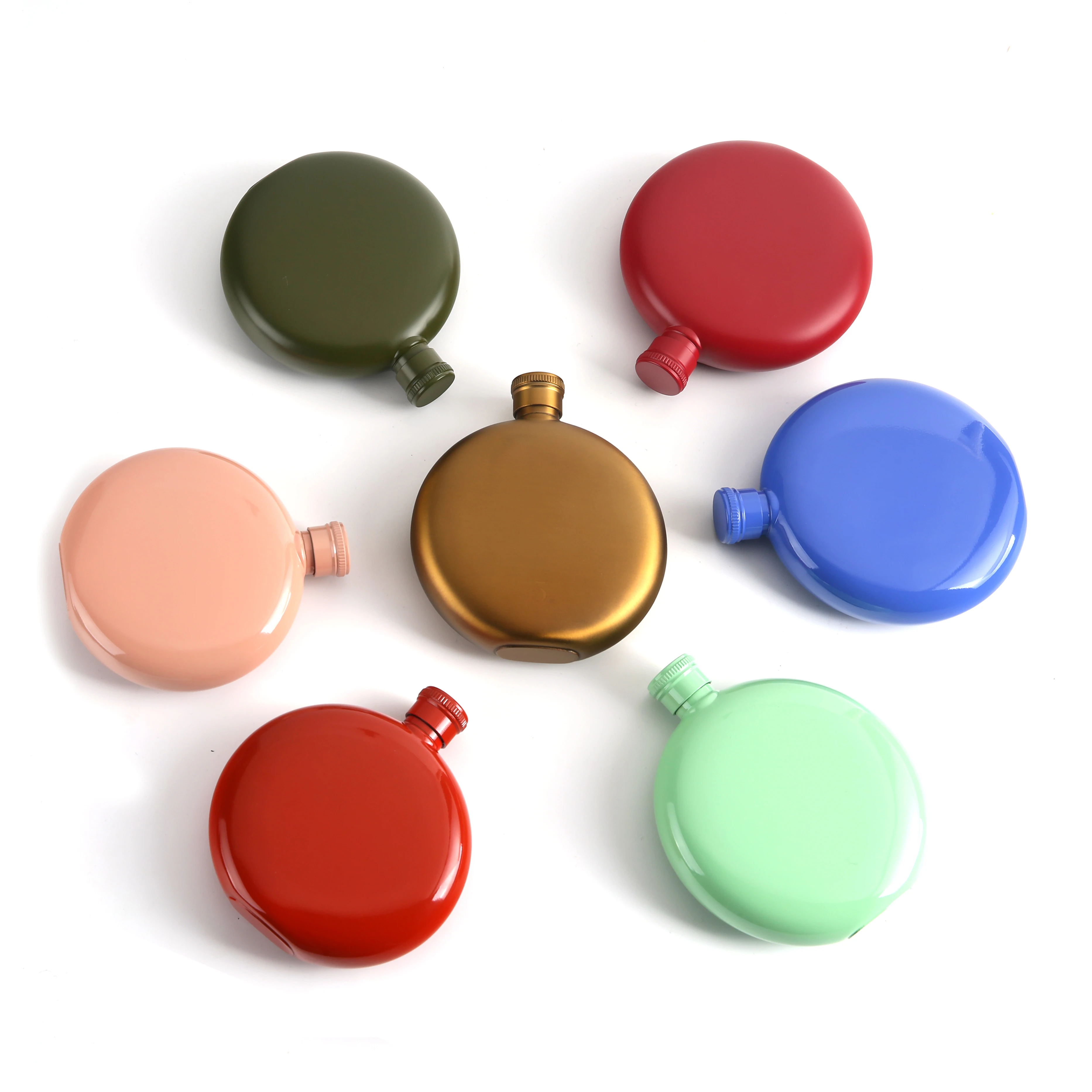 Плоская фляжка для виски карманная 3 унции из нержавеющей стали 304 карамельных