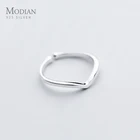 Modian минималистичное геометрическое V-образное кольцо из настоящего серебра 925 пробы для женщин подарок регулируемое кольцо свободного размера изящные ювелирные изделия