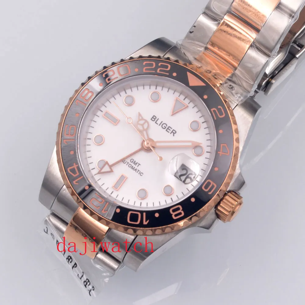 Мужские часы Bliger с белым циферблатом Роскошные автоматические мужские
