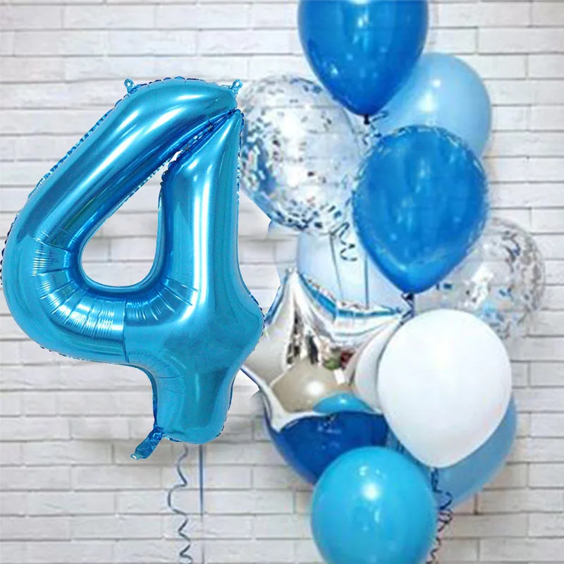 

40 Inch Large Blue Number Balloons figure digit 3 Birthday 3 years old Anniversaire Decoration Kids little Boy Big Number 7 8 9