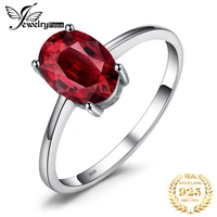 jewelrypalace oval red genuine garnet 925 sterling silver rings for women fashion gemstone jewelry solitaire engagement band