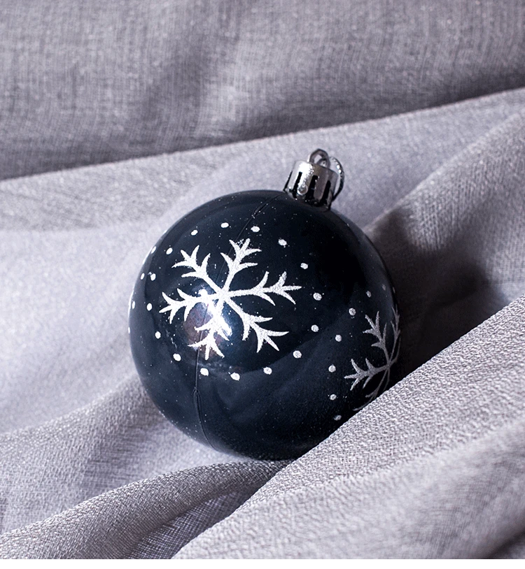 Снежинка Рождественский шар прозрачный черный пластиковый подвесной для елки