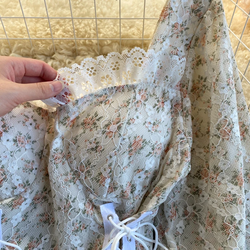 

JCHB 2021 High Quality Floral Top Female Crop Tops Long Sleeve Blouses Korean Fashion Summer Clothes for Women Ropa Mujer Pph42