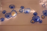 blue murano glass wall plates european style customized handmade blown glass plates art