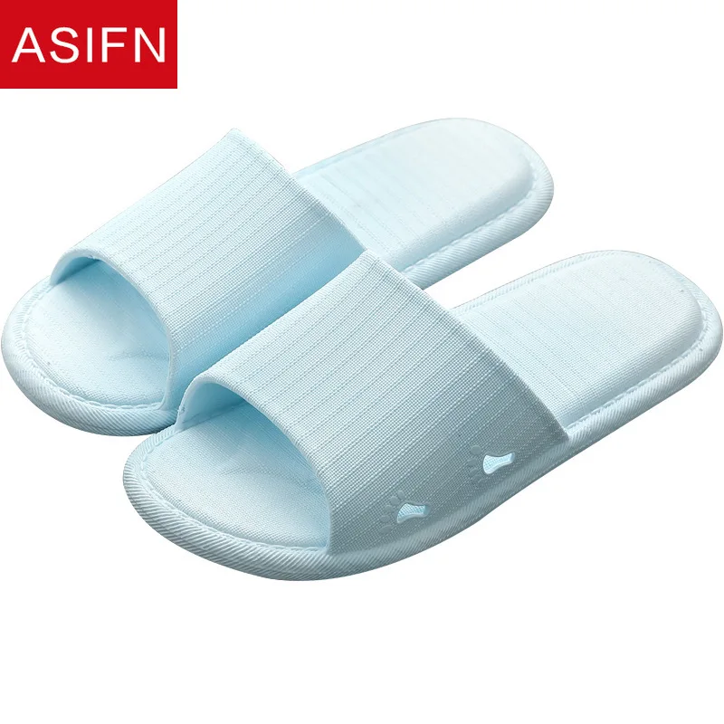 

ASIFN Men Casual Slippers Summer Women Non-slip Soft Bottom Gym Slides Male House Flip Flops Bathroom Bath Couples Home Slipper