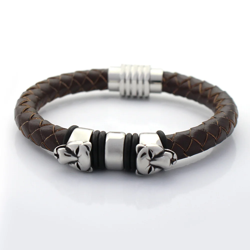 Мужские браслеты 8 мм плетеный браслет из натуральной кожи никогда не выцветает