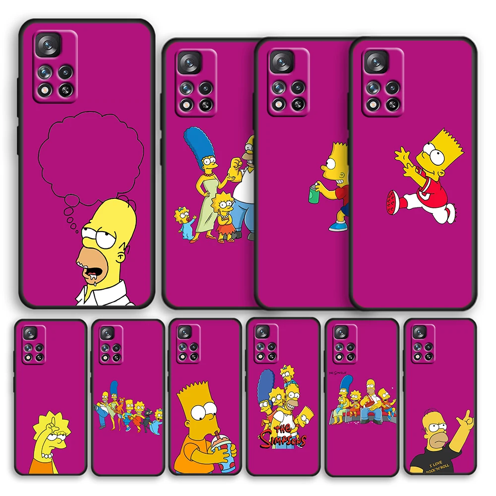 

Funny The Simpsons cartoon For Xiaomi Redmi Note 11 10T 5G 9T 9S 8T 7 6 Pro Max Plus 5A 4 Silicone Soft Black Phone Case
