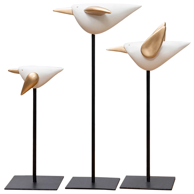 

3 Pcs/set European Simplicity Bird Resin Statue Ornaments Office Study Desk Artistic Furnishings Home Decoration Accessories