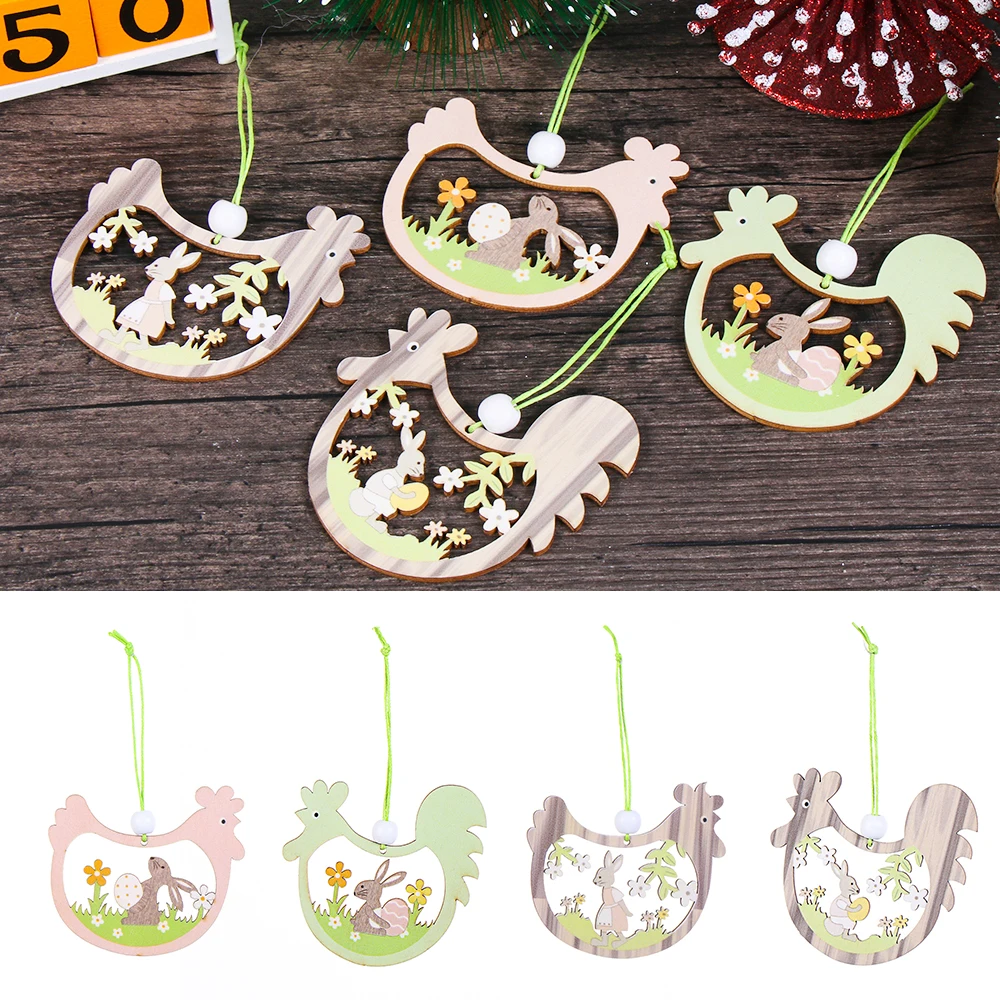 2 шт./компл. Новый Счастливой Пасхи деревянный декор Пасхальный кролик яйцо