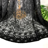 black pleated transparent lace fabric for skirt dress accessories diy craft material 1 meter
