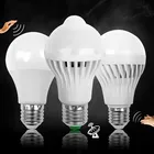 Светодиодная лампочка E27 с пассивным ИК датчиком движения, ночсветильник для лестницы, коридора, коридора, 3 Вт, 5 Вт, 7 Вт, 9 Вт, 12 Вт, 110 В, 220 В