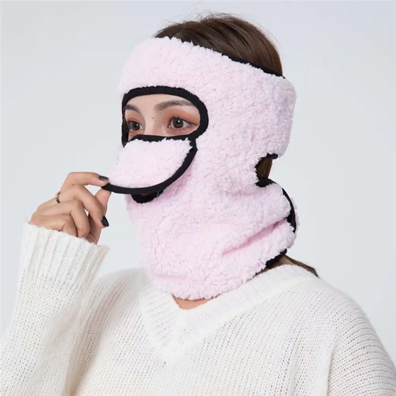 Pink Новая зимняя маска для лица, для шеи, теплая, ветрозащитная, для велосипеда, Полузащита слуха, для велоспорта, катания на лыжах, бега, маска для лица - Цвет: Pink