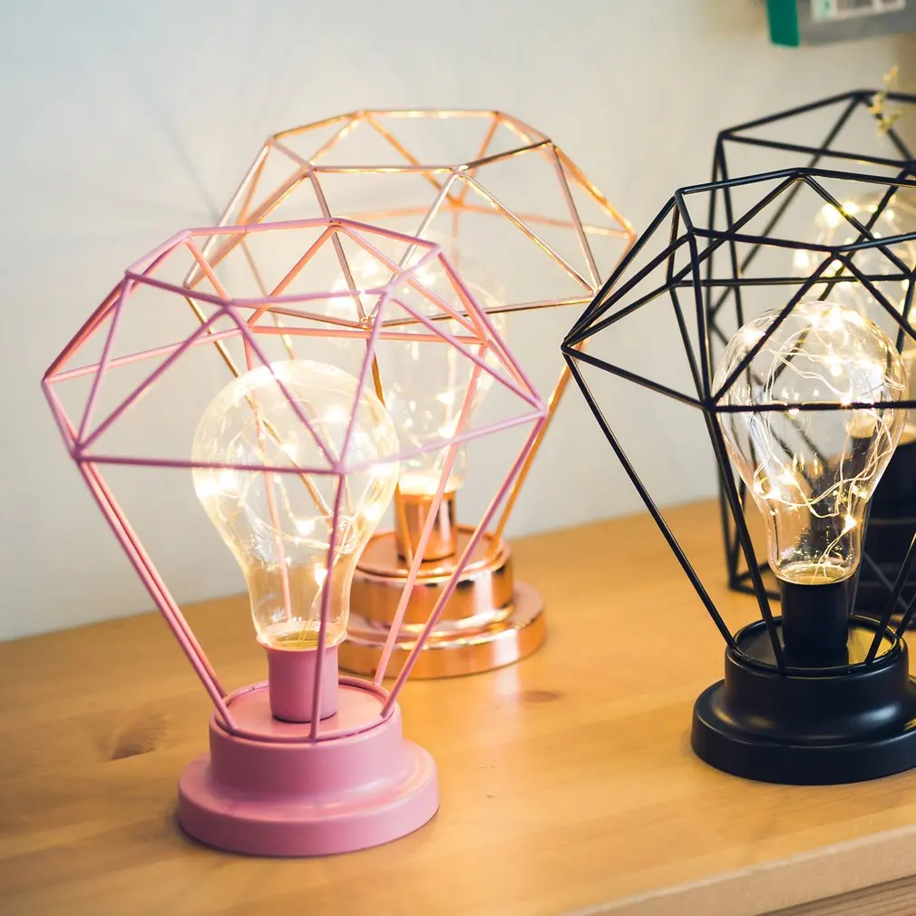 Модная настольная лампа в форме бриллианта на батарейках украшение для спальни