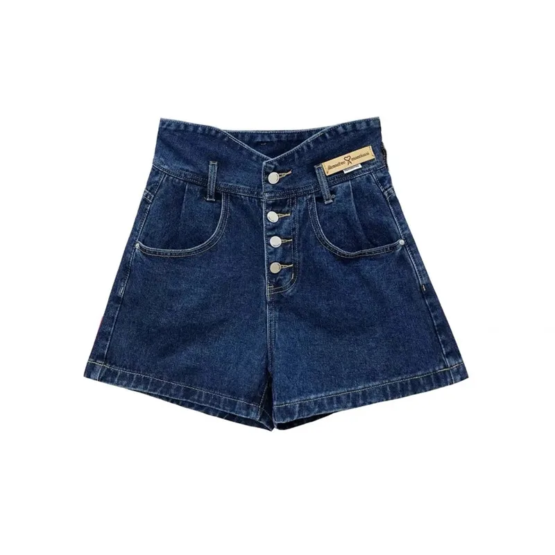 

Fashion High Waist Denim Shorts Women Buttons Jeans Pants Female Sexy Wide Legs Shorts Quality Streetwear Oversize Pants Summer