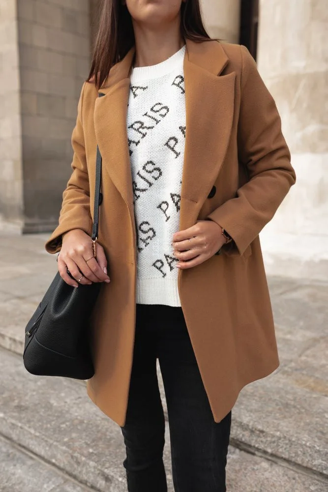 Женский однотонный костюм с длинным рукавом двурядный шерстяной Свободный