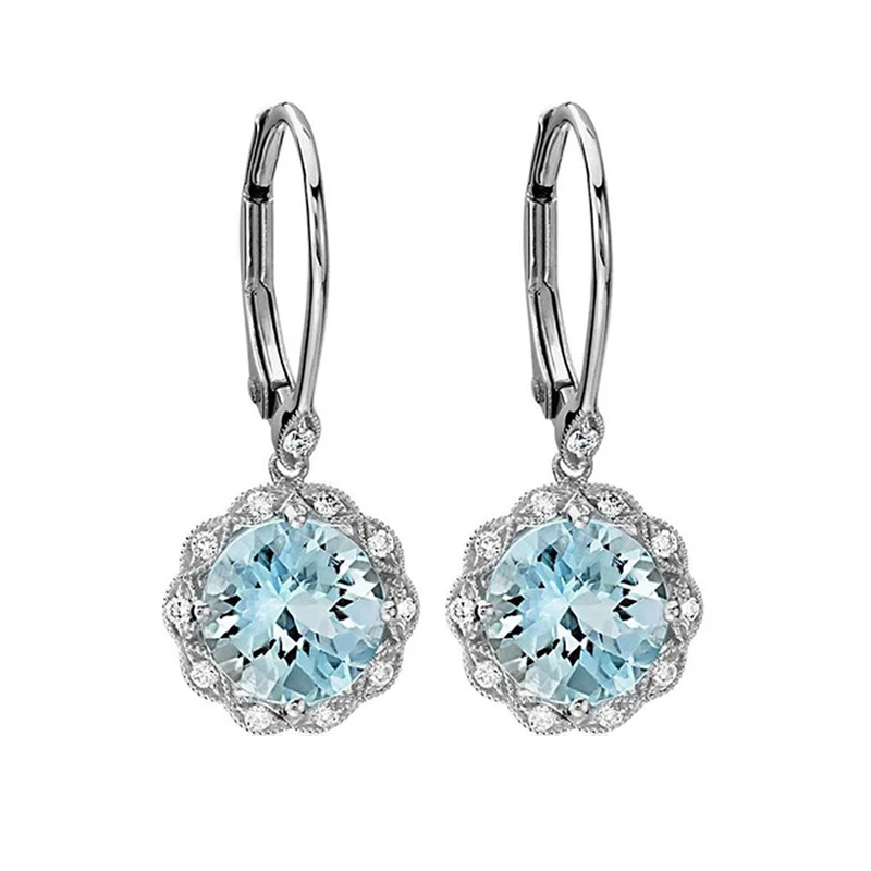 

Classical Exquisite Silver Color Dazzling Light Blue Crystal Drop Earring Trendy Party Anniversary Gifts Jewelry