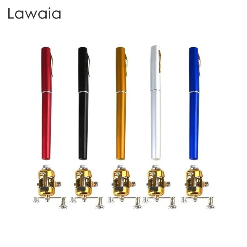 

Lawaia портативная удочка, набор в форме ручки, телескопическая удочка и катушка, миниатюрное мощное складное выдвижное рыболовное удилище