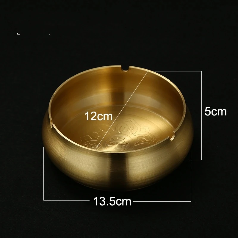 

Brass Ashtray with Lid Retro Scripture Soot Collector Storage Box Multifunctional Creativity Dinner Home Table Decoration
