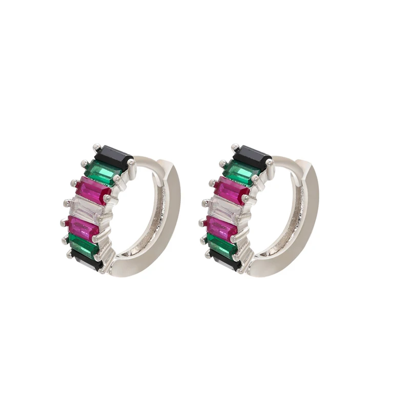 

SIPENGJEL Fashion Classic Circle Hoop Earrings Colorful Crystal Ear Pierced Huggie Hoop Earrings For Women Girls Jewelry