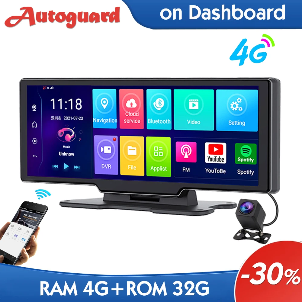 10 26 дюймовый автомобильный видеорегистратор камера 1080P Android на приборной панели с