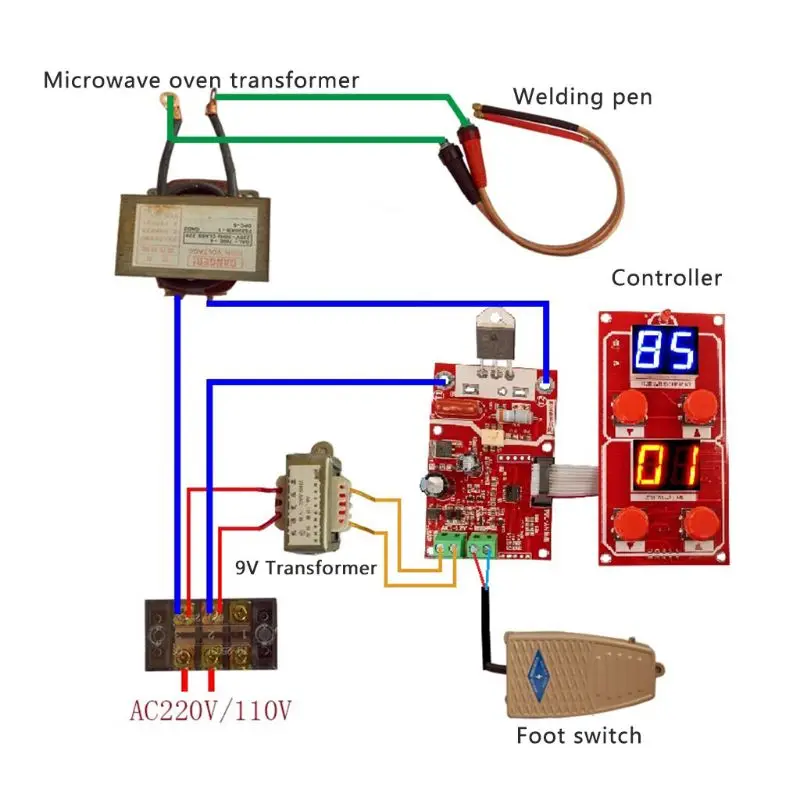 

NY-D04 40A/100A Digital Display Spot Welding Machine Controller Time Panel Board K9FA