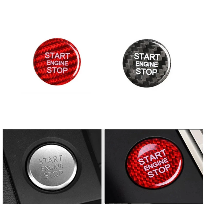 For Audi A4 A5 A6 C7 A7 Q3 Q5 Q7 Carbon Fiber Car Engine Start Stop Button Sticker Cover Trim | Interior Mouldings