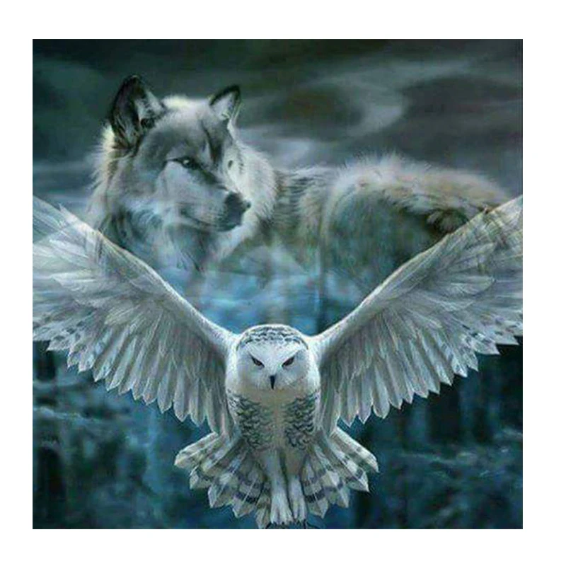 Алмазная 5D мозаика снежная сова и волк|painting cross stitch|diamond painting stitchdiamond mosaic |