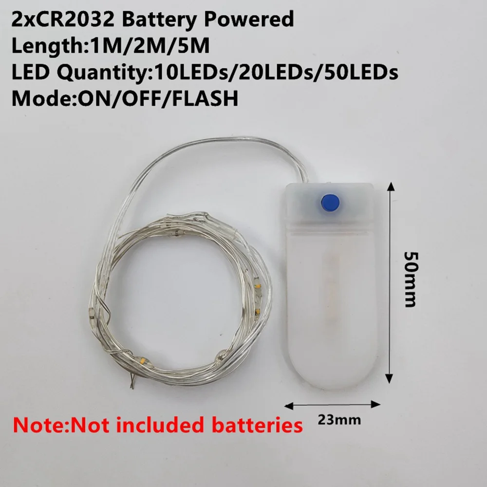 2 Modes-CR2032 1-10 м медный провод светодиодный Сказочный светильник s ночной Светильник праздничный светильник ing для гирлянды Рождественская елка свадебное украшение для вечеринки - Испускаемый цвет: 2 Modes-CR2032