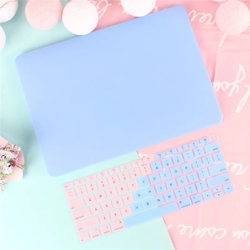 Прорезиненный матовый чехол для ноутбука Macbook Air 13 Mac Book retina Pro 13 1" Touch bar A1989 A1990+ чехол для клавиатуры - Цвет: Solid blue