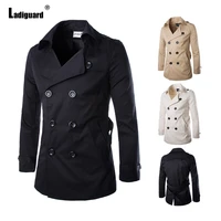 men fashion long trench coats sexy mens clothing 2021 double breasted top outerwear khaki stand pocket jackets male streetwear