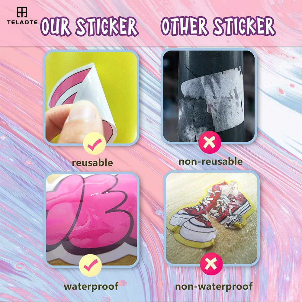 

100Pcs Stickers Pack Colorful Waterproof Eesthetic for Laptop Water Bottle Aesthetic Vinyl Sticker Stationery Sticker Cute