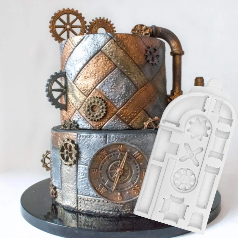 Силиконовая форма в стиле стимпанк для украшения тортов|Принадлежности выпечки|