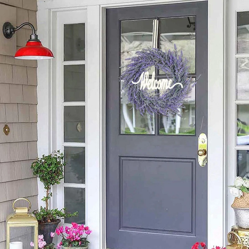 18-дюймовый искусственный Лавандовый венок для входной двери цветочный