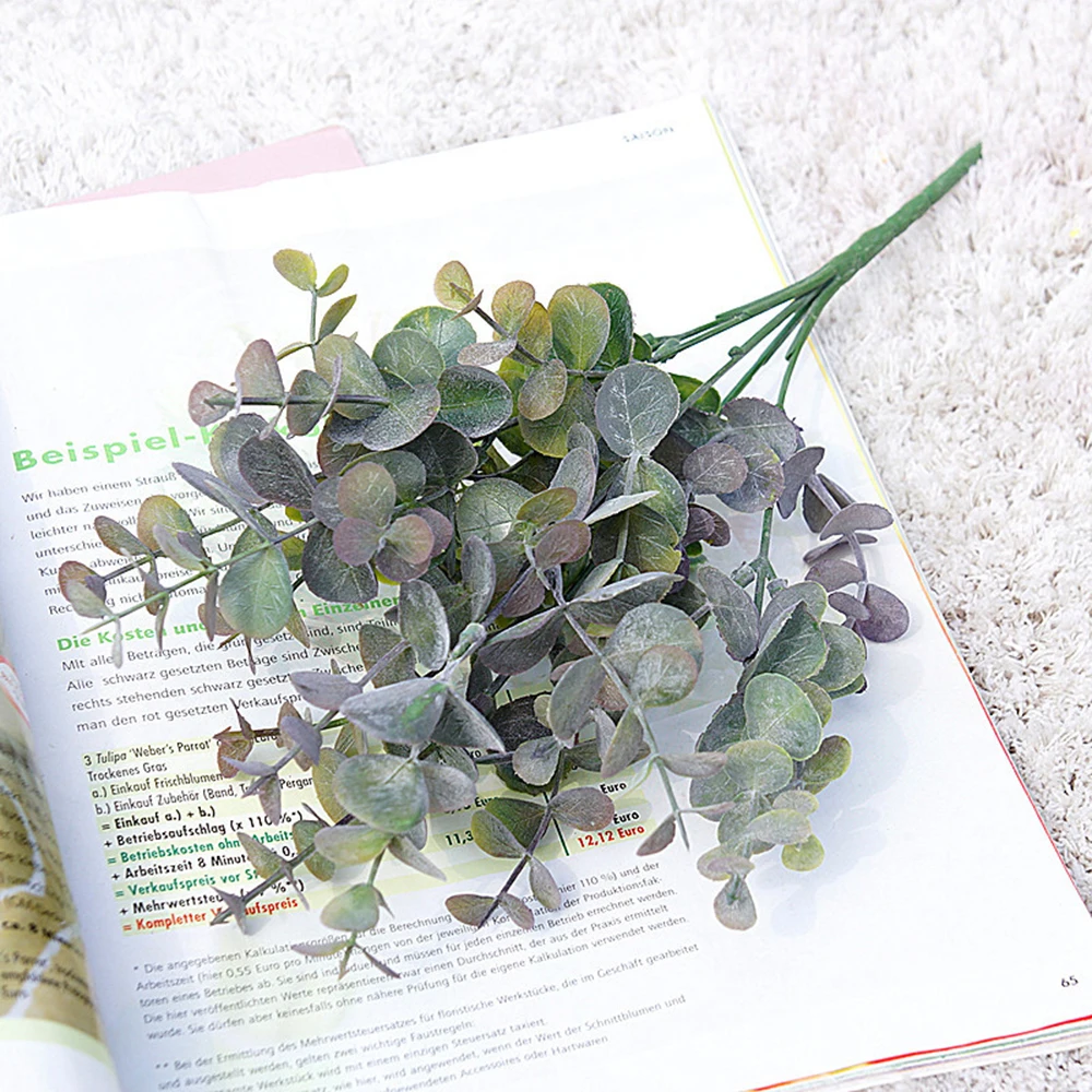 

Artificial Plant Eucalyptus Leaves Plastic Green Plants Fake Eucalyptus Leaves Flower DIY Wedding Decoration Home Decor for Vase