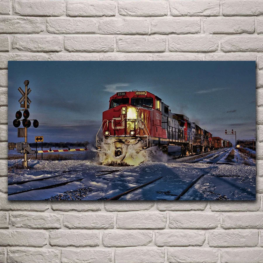 winter freight train snow diesel locomotive vehicle posters on the wall picture home living room decoration for bedroom KL222 | Дом и сад