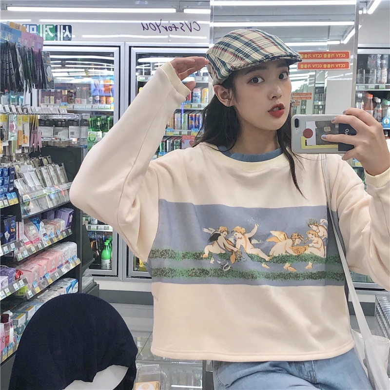 

pullovers casual full print o-neck Harajuku style Women's Clothing tops high quality Spring and autumn temperament Sweatshirts