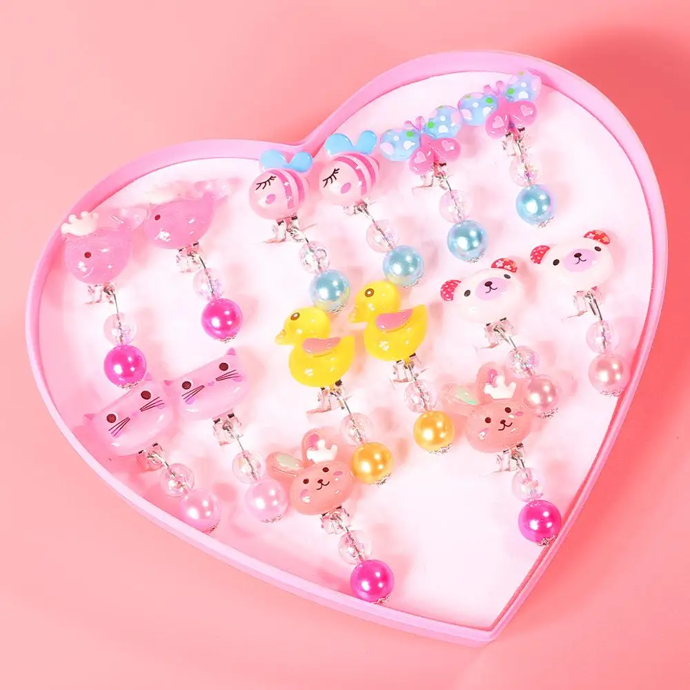 Случайный 7 пар корейский стиль жемчужные стразы милый мультфильм животных