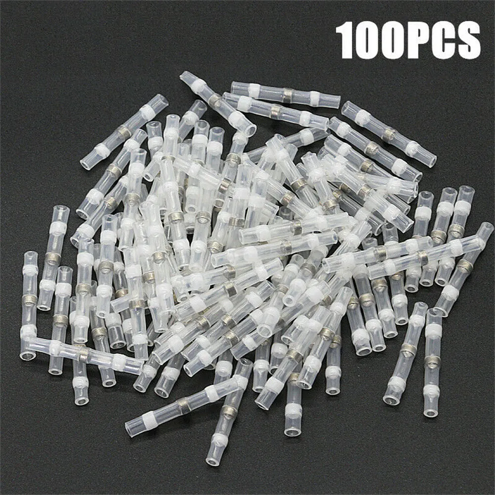 

100PCS Solder Seal Wire Connectors Heat Shrink Solder Butt Connectors Kit Automotive Marine Insulated Solder Connector