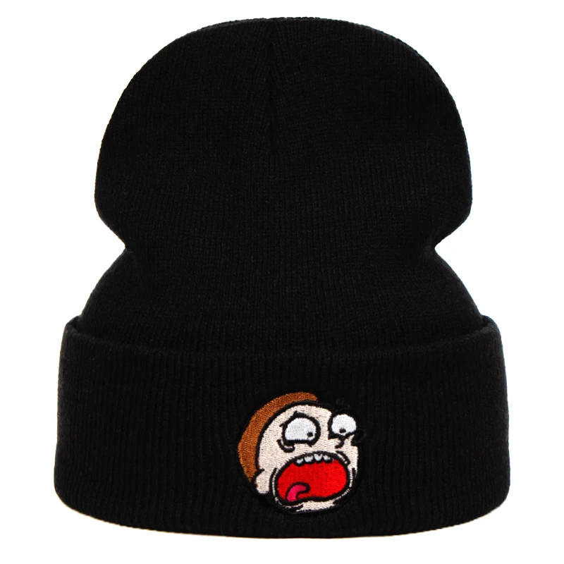Rick and marty, зимние вязаные шапки, Rick Beanie, уличная, лыжная, вязаная шапка, Skullies, американское аниме, хлопок, Pickle Rick, Get Schwifty - Цвет: Black