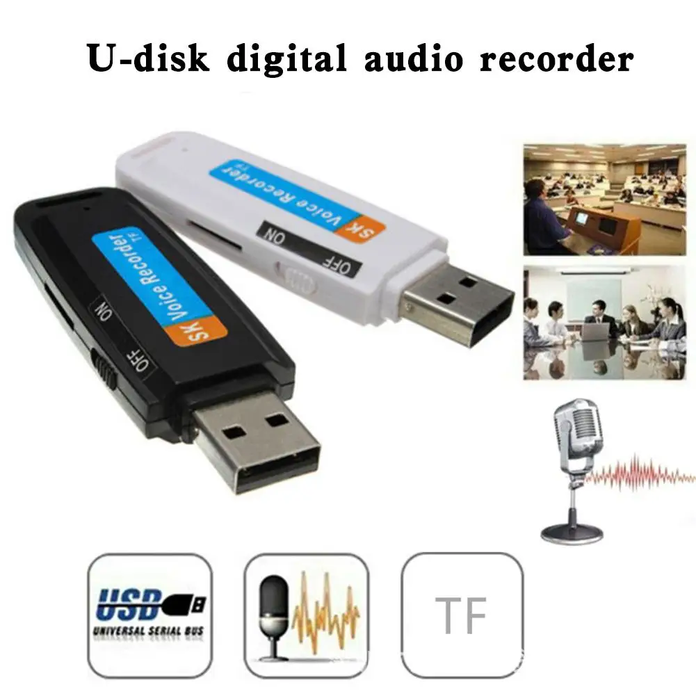 

U-Disk Mini Voice Recorder Pen Digital Dictaphone Audio Recorder Sound USB 2.0 Flash Drive for 1-32GB Micro SD TF Card