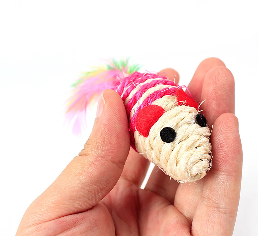 

Hot Cat Interactive Toy Creative Natural Sisal Rope Cat Teething Toy Kitten Teaser Toys Cute House Pet Supplies Random Color