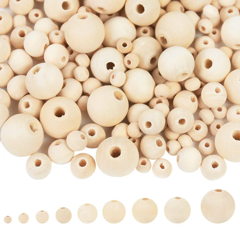 

6-25mm Natural Wood Beads Round Spacer Unfinished Wooden Lead-Free Balls Charms Jewelry Making DIY Crafts Handmade Accessories