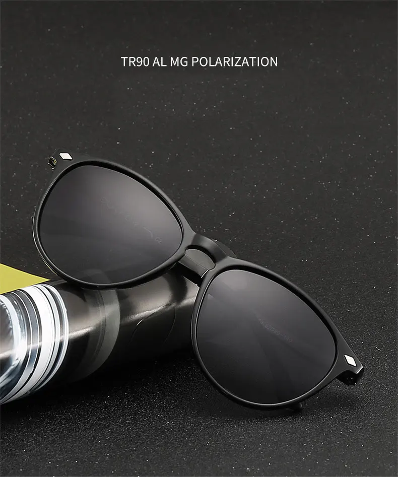 Reven Jate Men Women Classic Retro Rivet Polarized Sunglasses TR90 Legs Lighter Design Oval Frame UV400 Protection 9900