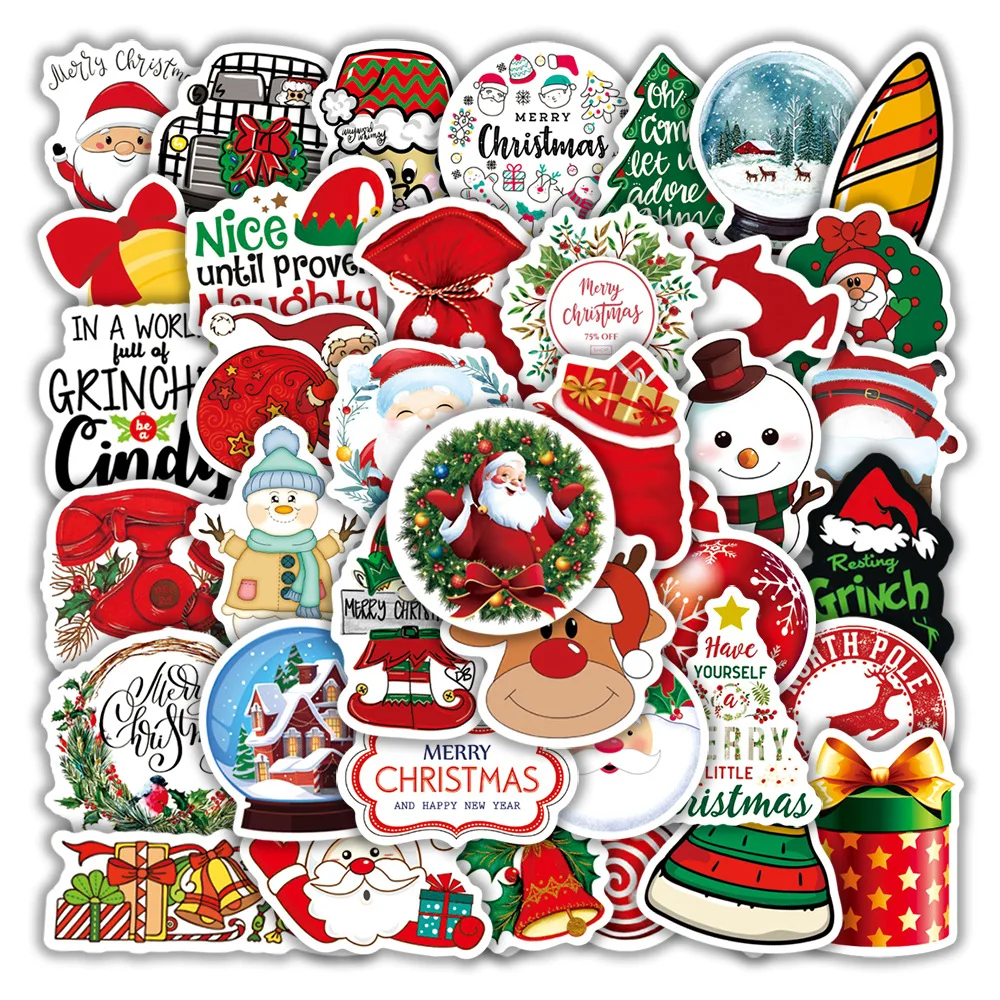 

10/30/50/100PCS Cartoon Christmas Decoration Stickers Aesthetic Scrapbook Diary Laptop Phone Graffiti Decals Sticker Kid Toy