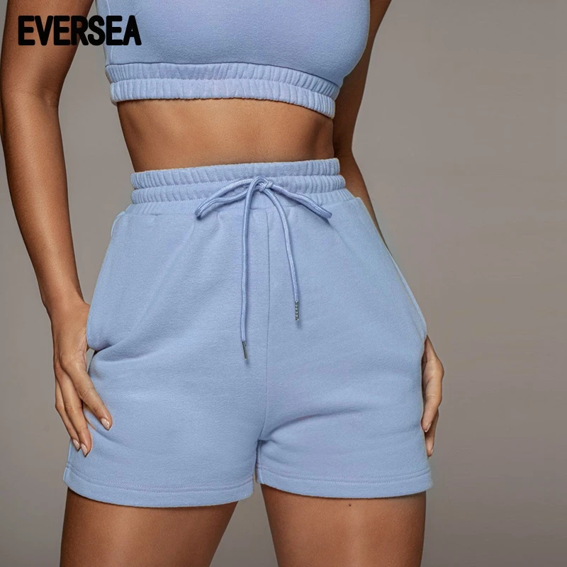 

Eversea Solid Color Suit Women Sport Wear Causal Style U Collar Vest ans Short Pants