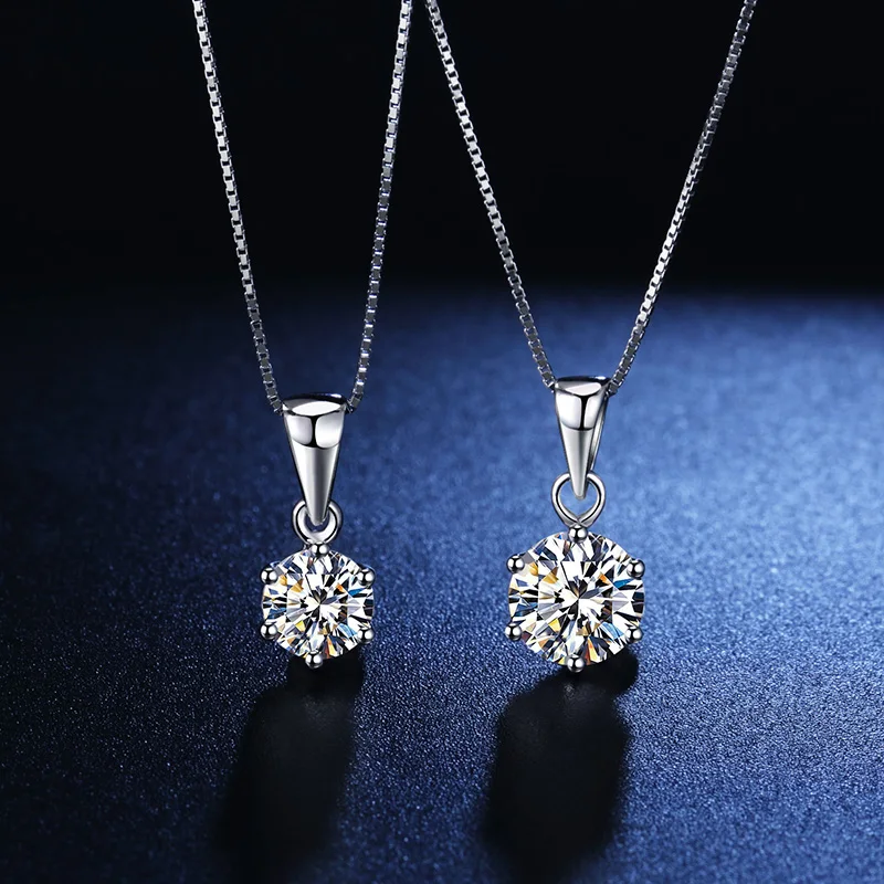 BOEYCJR 925 серебро 0.5ct/1ct/2ct F цвет Moissanite VVS помолвка элегантная Свадебная подвеска, ожерелье для женщин Подарок на годовщину