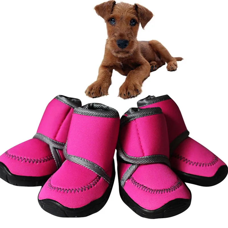 

Ботинки для собак Зимние очень теплые ботинки для собак 4 шт./компл. хлопковая нескользящая обувь для собак Чихуахуа Тедди Водонепроницаемые зимние ботинки
