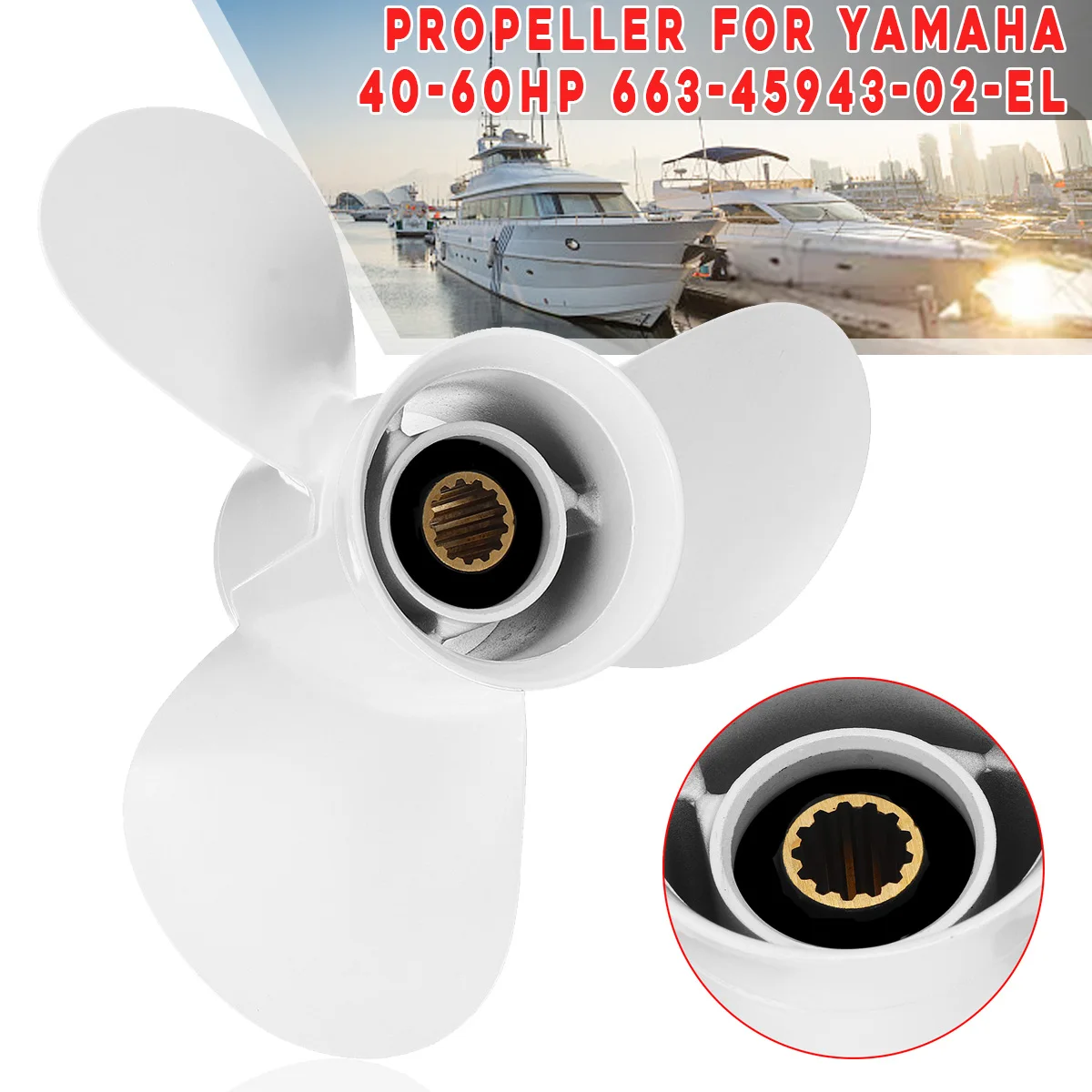 Auzan 663-45943-02-EL Морской Пропеллер 11 x 15-G лодка подвесная подходит для Yamaha 40-60HP Алюминий 3 лезвия 13 сплайн зуб